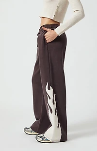 Pacsun Flame Applique Vintage Wash Baggy Sweatpants
