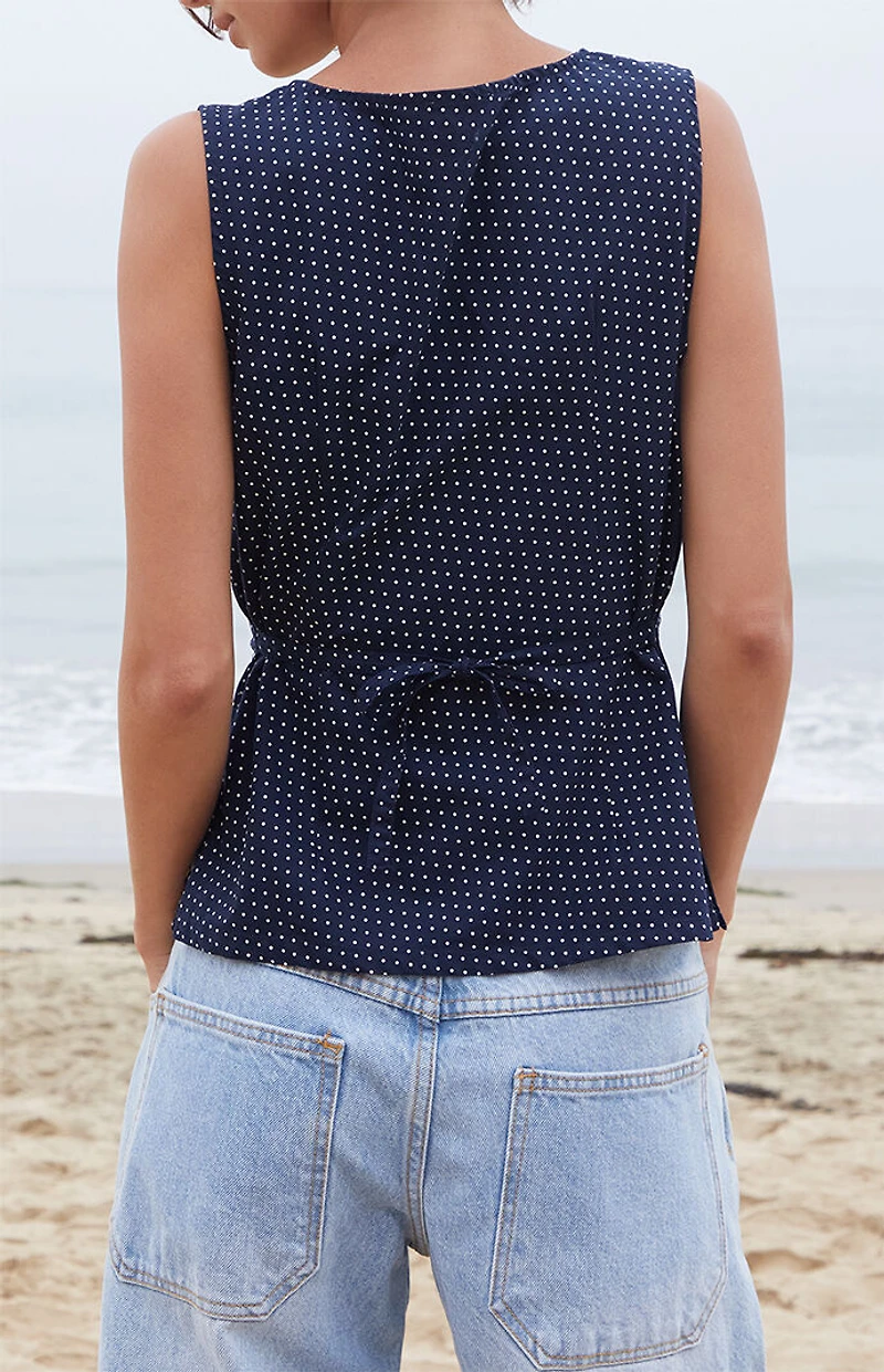 John Galt Blue Polka Dot Tank Top