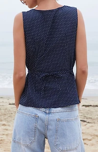 John Galt Blue Polka Dot Tank Top