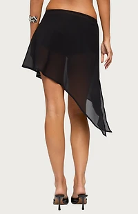 Edikted Irenah Asymmetric Sheer Chiffon Midi Skirt