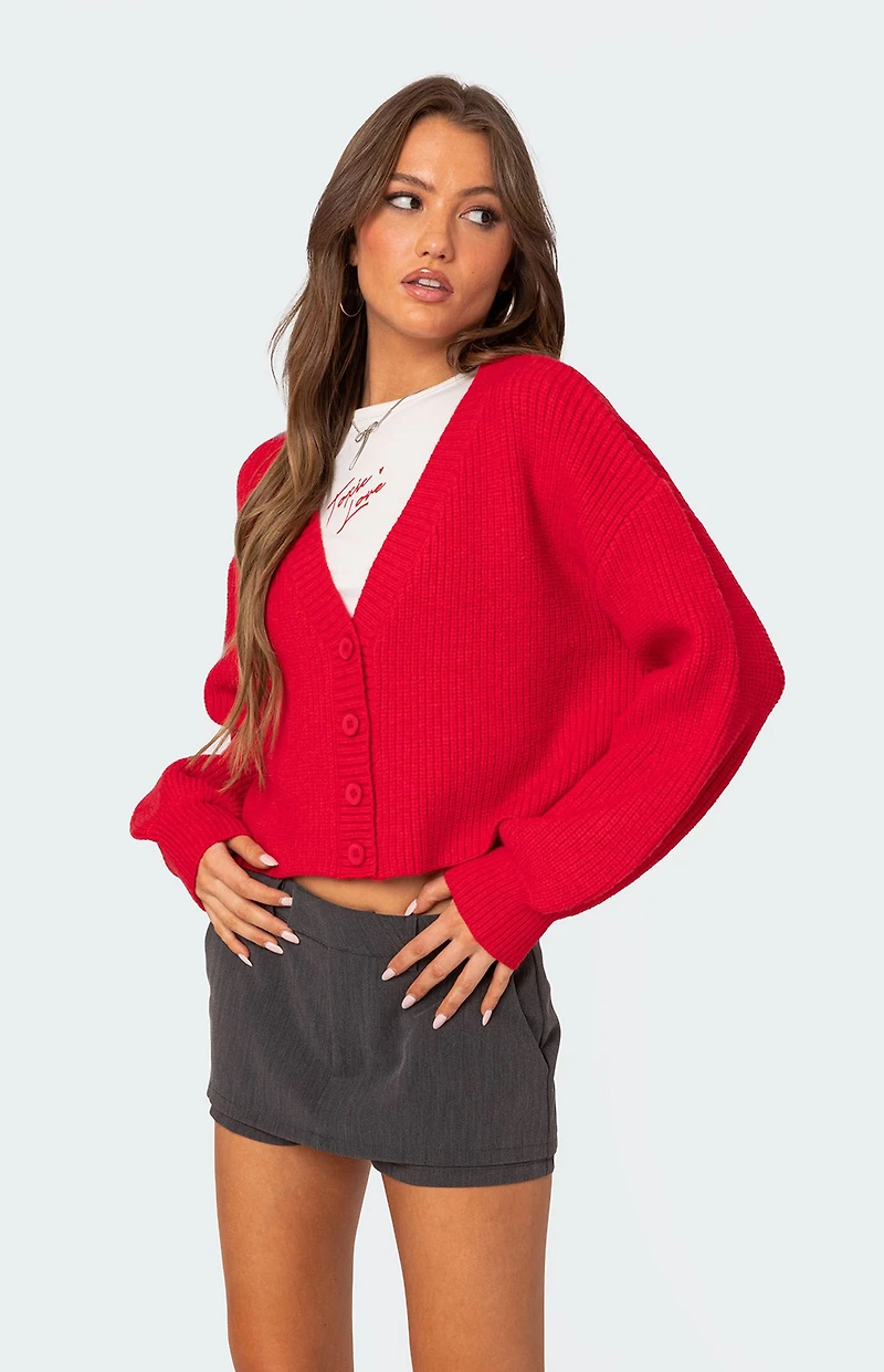 Edikted Sabrina Chunky Knit Cropped Cardigan