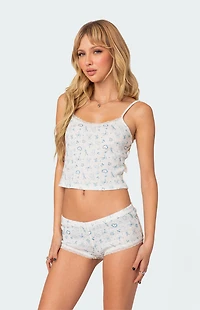 Edikted Playtime Printed Pointelle Tank Top