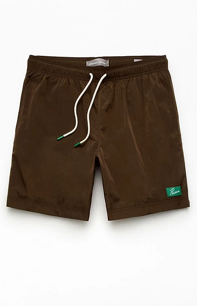 Pacsun Brown Salt Solid 6" Volley Swim Trunks