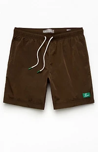 Pacsun Brown Salt Solid 6" Volley Swim Trunks