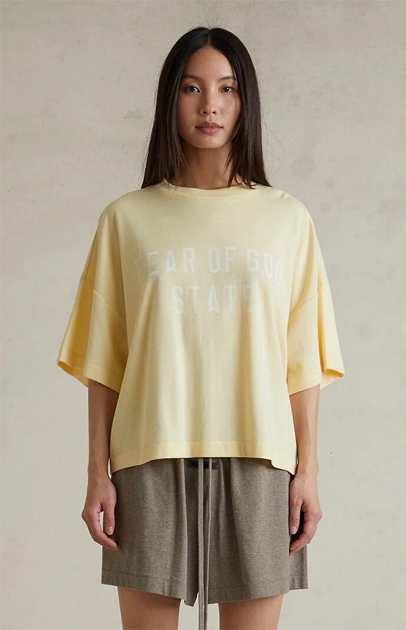Fear of God ESSENTIALS Women's Garden Yellow Boxy T-Shirt