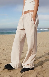 John Galt Pink Gingham Anastasia Tie Pants