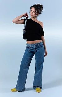Pacsun Zoe Low Rise Girlfriend Jeans Medium Blue Wash