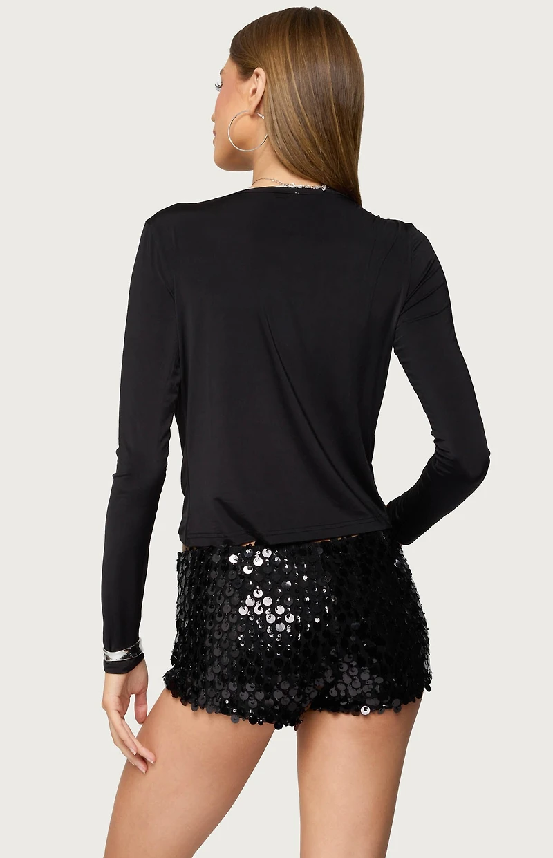 Edikted Twisted V Neck Long Sleeve Top