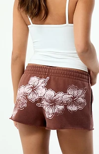 Pacsun Ultra Soft Fleece Core Hibiscus Mini Sweat Shorts