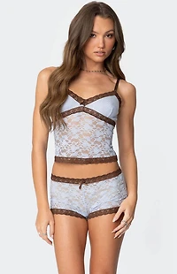 Edikted Dee Pointelle Sheer Lace Tank Top