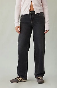 Pacsun Jordyn Low Rise Straight Leg Jeans Contrast Stitch Black