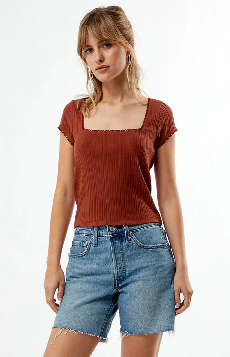 Your Favorite Dakota Square Neck Lace T-Shirt