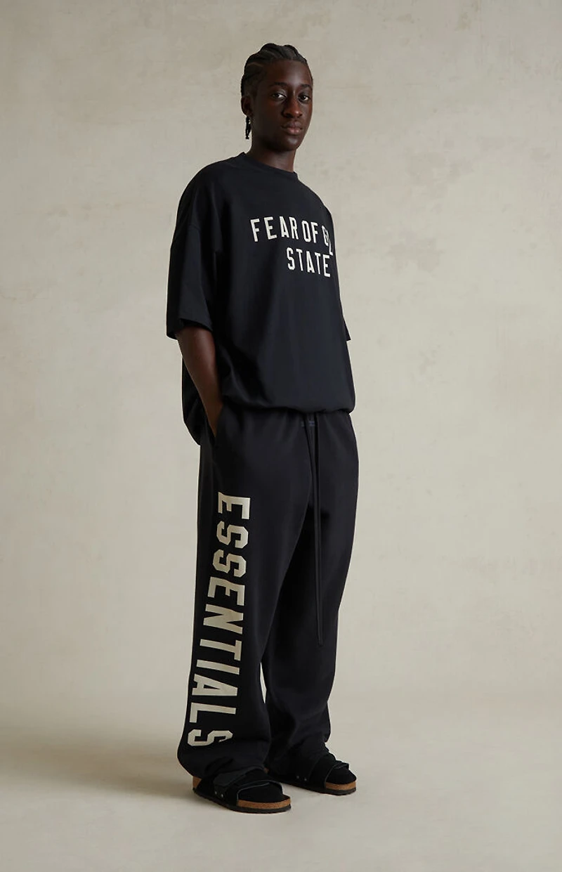 Fear of God ESSENTIALS Jet Black Lounge Fleece Baggy Sweatpants