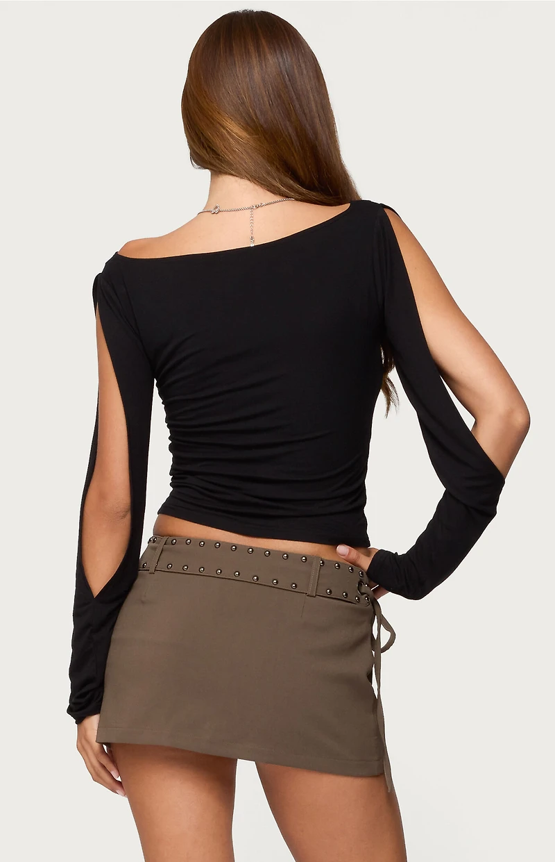 Edikted Cade Cut Out Sleeves Boat Neck Top