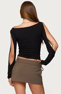 Edikted Cade Cut Out Sleeves Boat Neck Top