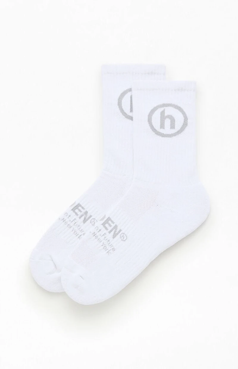 Hidden NY White & Grey Classic Crew Socks