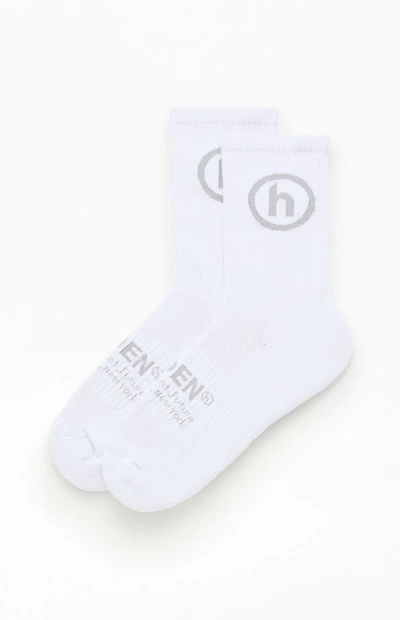 Hidden NY White & Grey Classic Crew Socks