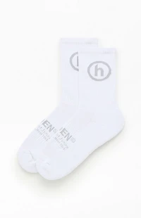 Hidden NY White & Grey Classic Crew Socks
