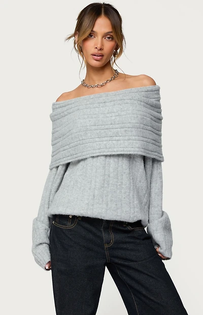 Edikted Kadenna Oversized Off Shoulder Sweater