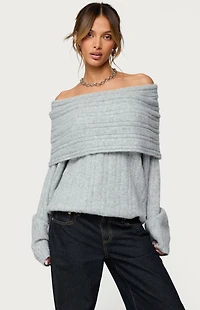 Edikted Kadenna Oversized Off Shoulder Sweater