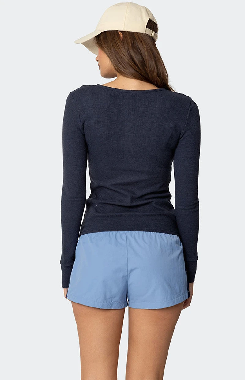 Edikted Helaine Waffle Henley T-Shirt