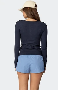 Edikted Helaine Waffle Henley T-Shirt