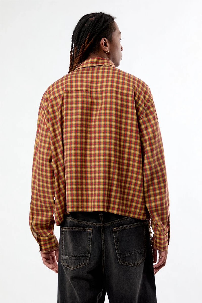 Pacsun Rains Orange Plaid Long Sleeve Shirt