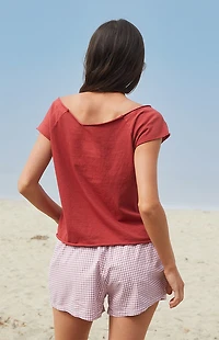 John Galt Red & White Gingham Keira Boxer Shorts