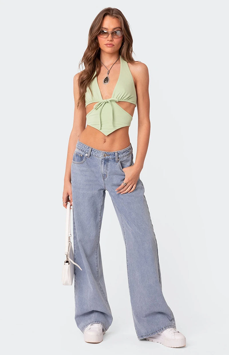 Edikted Cady Tie Front Cut Out Top