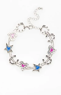 LA Hearts Heart Star Charm Bracelet