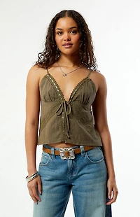 Your Favorite Rylie Embroidered Tie Front Top