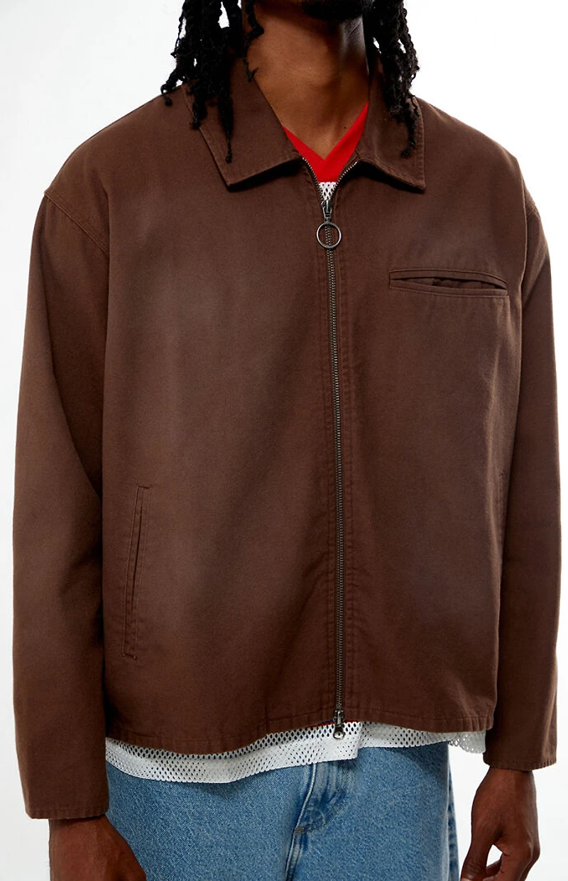 Pacsun Brown Washed Canvas Gas Jacket