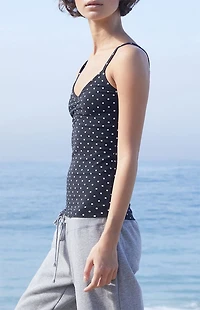 John Galt Black Polka Dot Archie Tank Top