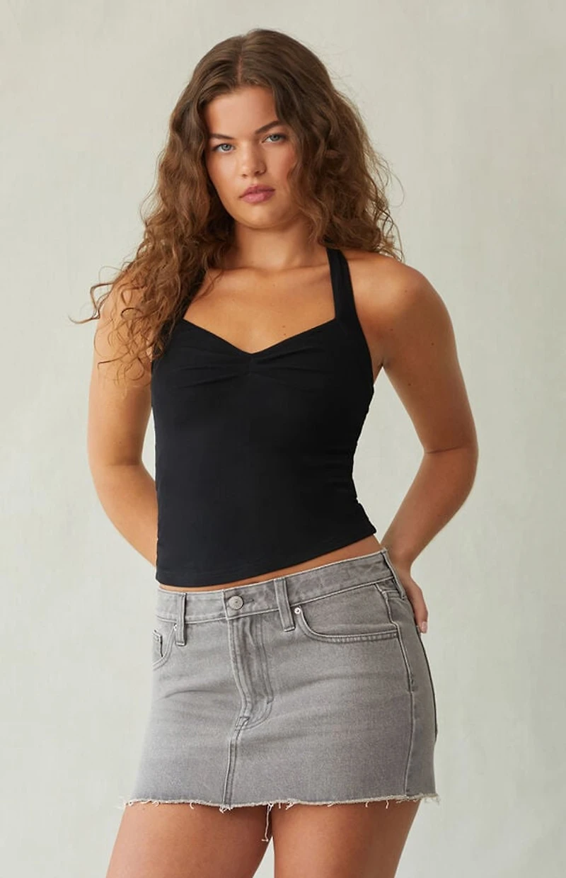 Pacsun Lara Gray Low Rise Denim Mini Skirt