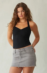 Pacsun Lara Gray Low Rise Denim Mini Skirt