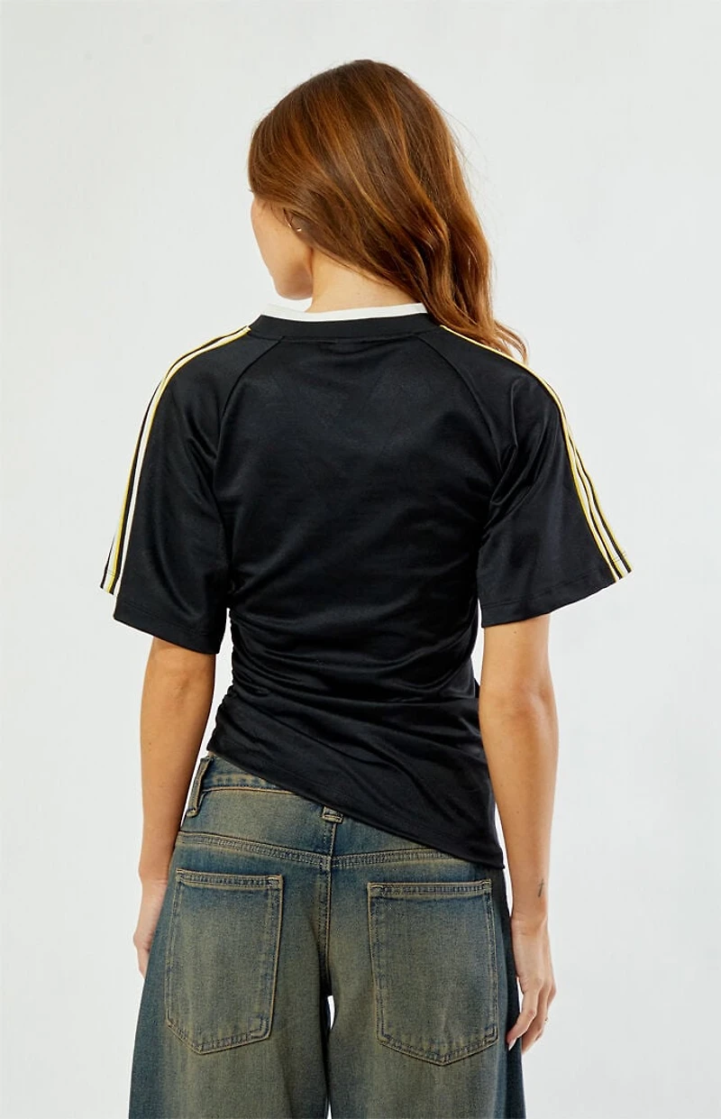 adidas Black Ruched Short Sleeve Football Jersey