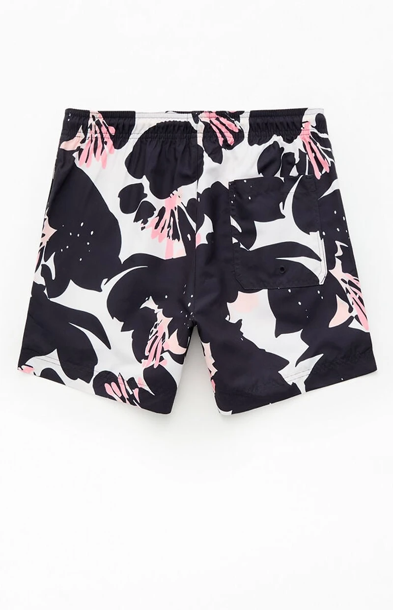 Pacsun Black Floral Eco 4.5" Swim Trunks