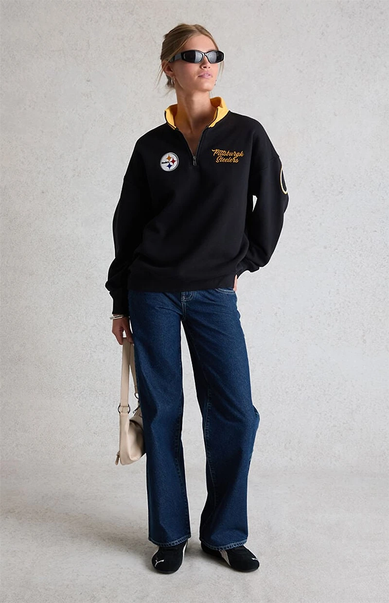 WILD COLLECTIVE x NFL Pittsburgh Steelers Quarter Zip Fleece Sweatshirt