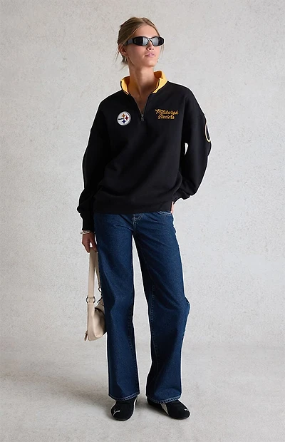 WILD COLLECTIVE x NFL Pittsburgh Steelers Quarter Zip Fleece Sweatshirt