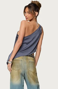 Edikted Asymmetric Satin Effect One Shoulder Top