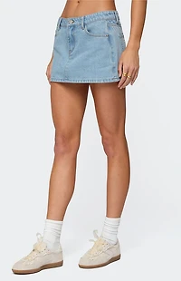 Edikted Eyelet Bows Denim Mini Skirt