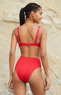 Cupshe Red High Waisted Banded Bikini Bottom
