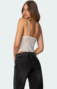 Edikted Malika Lacey Sheer Mesh Tank Top