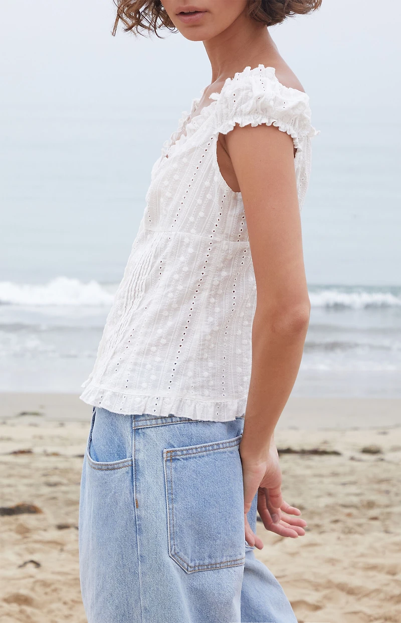 John Galt White Eyelet Elena Top