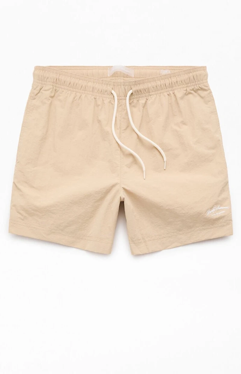 Pacsun Tan Collegiate 4.5'' Swim Trunks