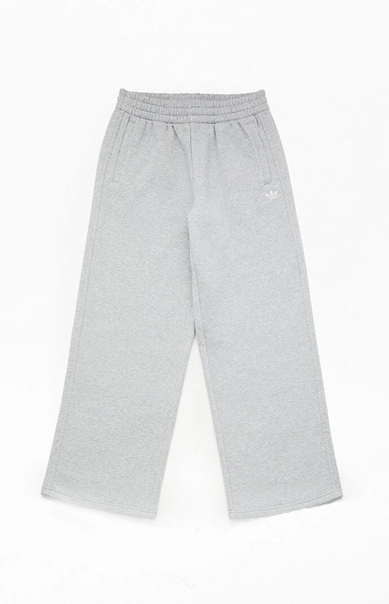 adidas Kids Heather Grey Essentials Wide Leg Baggy Sweatpants