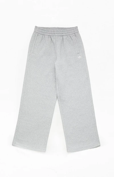adidas Kids Heather Grey Essentials Wide Leg Baggy Sweatpants