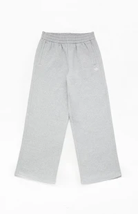 adidas Kids Heather Grey Essentials Wide Leg Baggy Sweatpants