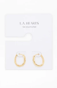 LA Hearts 14K Gold Plated Oval Hoop Earrings