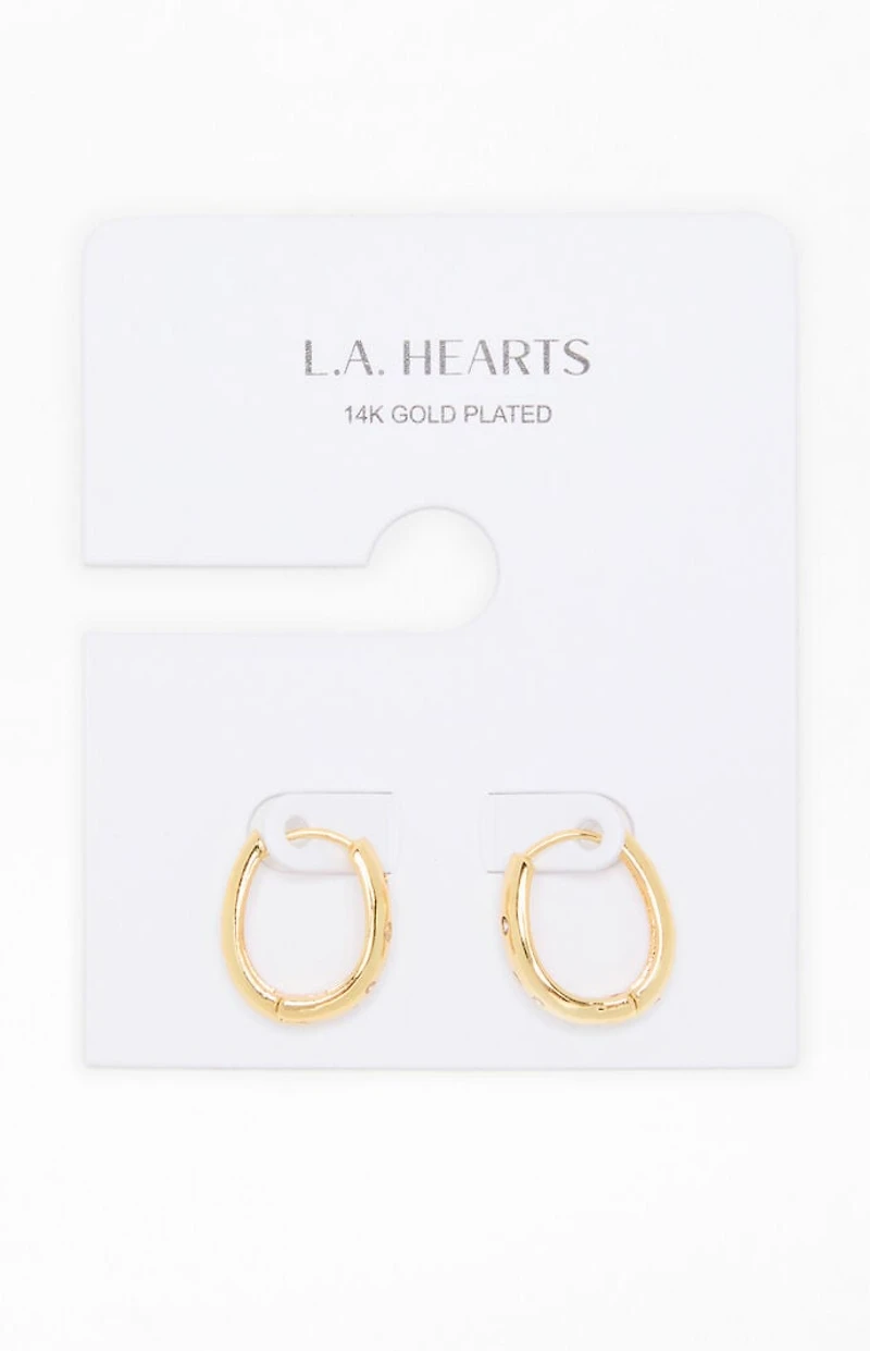 LA Hearts 14K Gold Plated Oval Hoop Earrings